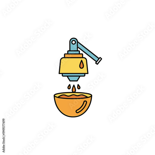 Citrus Juicer Pressing Fruit Into Bowl vector illustration