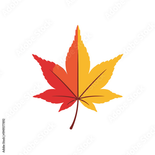 Vibrant Maple Leaf with Gradient Colors on White Background vector illustration
