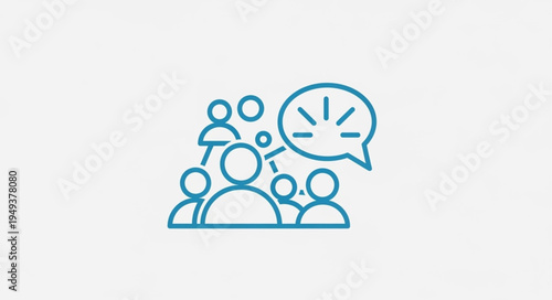 Group of people with speech bubble icon representing communication and social interaction.