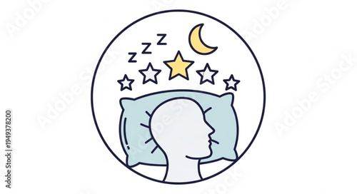 Restful Sleep Icon with Stars and Moon for Nighttime Relaxation.
