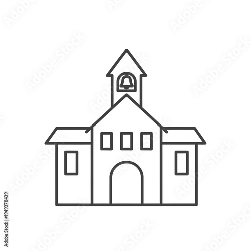 Simple line drawing of a church.