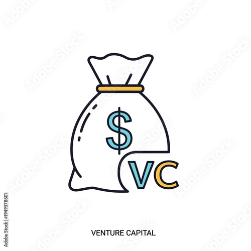 Venture capital money bag icon.