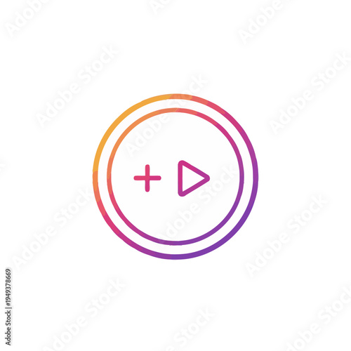 Play button icon with plus sign.