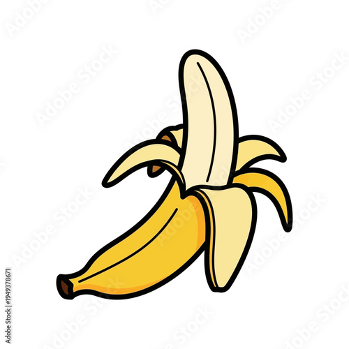 Peeled yellow banana fruit closeup.