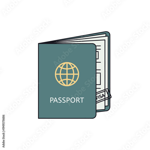 Green Passport with Travel Documents.