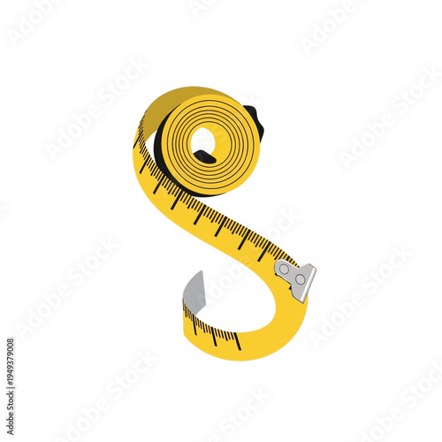 Yellow flexible measuring tape ruler tool.