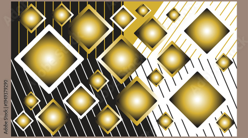 Geometric Golden Diamond Abstract