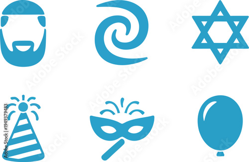 Collection of diverse religious and cultural symbols in blue Vector

