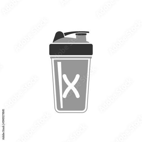 Shaker bottle with a black lid.