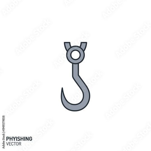 Large metal hook with eyelet detail.