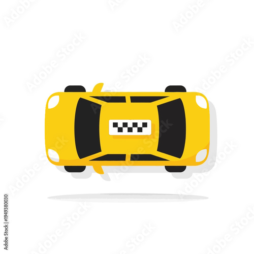 Top view of a yellow taxi.