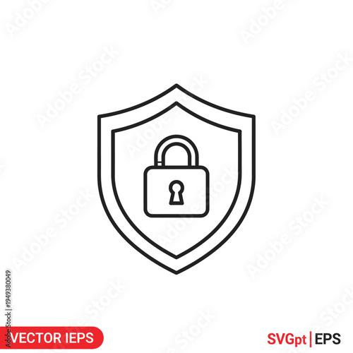 Shield with a locked padlock icon.