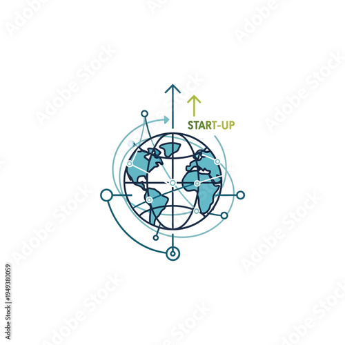 Globe with start up business growth.