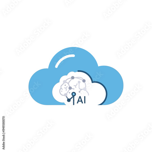 Robot head with AI text logo.