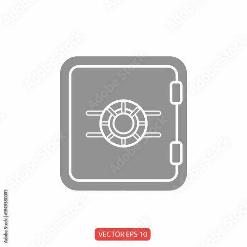 Gray safe box with dial.