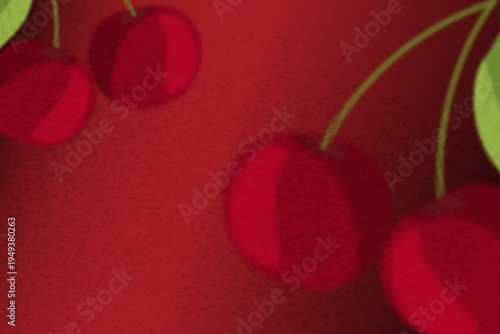 mesh blurred red cherries on a red background. vector summer illustrations