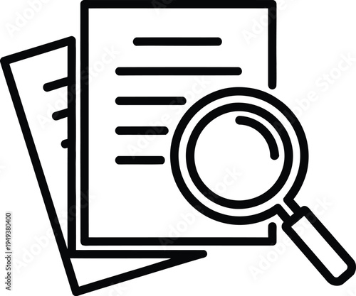 Magnifying glass on documents icon
