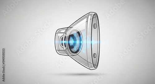 Modern Digital Hearing Aid Device with Blue Light.