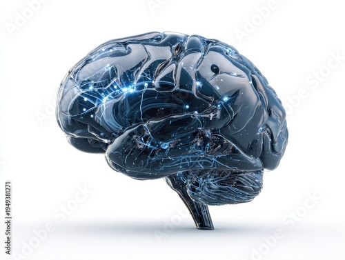 medical ai brain icon centered composition full body isolated on pure white background studio lighting no shadow under subject high detail sharp focus commercial product photography no environment no