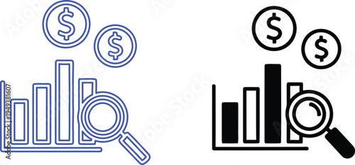 Financial analysis and investigation icons