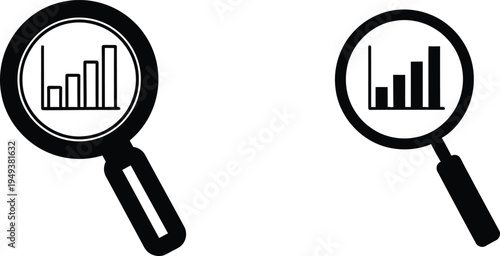 Magnifying glasses with bar graphs