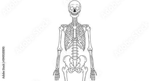 Detailed Skeleton Illustration - Anatomical Study of the Human Body.