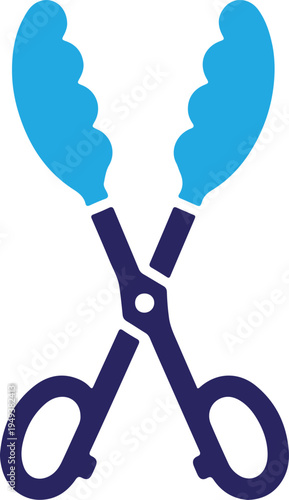 Scissors silhouette isolated on transparent background with blue blades