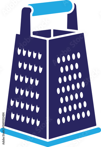 Silhouette of a blue box grater isolated on transparent background