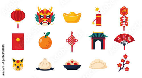 Festive icons holiday celebrations