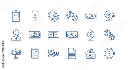 Finance icons set on white background