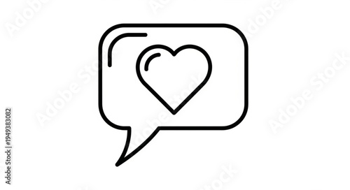 Heart in Speech Bubble Icon Symbolizing Love and Communication.