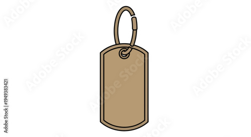 Dog Tag with Metal Ring Pendant on White Background