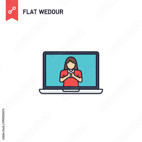 Woman on laptop screen gesturing.