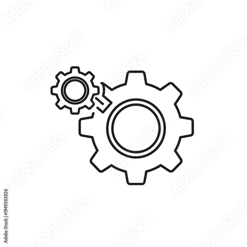 Two interlocking gear wheels icons.