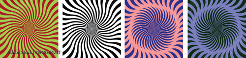 Vibrant optical illusion patterns in multiple colors and designs