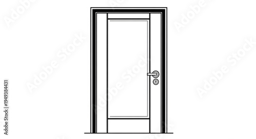Detailed Line Art of a Modern Interior Door.