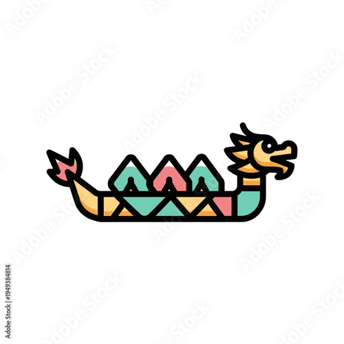 Colorful Dragon Boat Graphic vector illustration