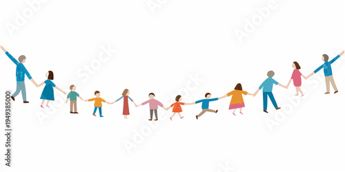 A diverse group of people holding hands in a circular formation
