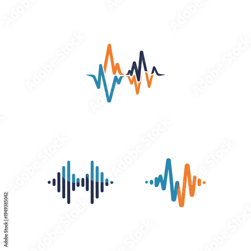 Abstract Sound Wave Vector Design Set vector illustration