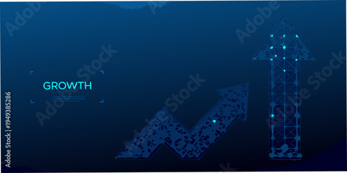 Abstract polygonal arrow pointing upwards symbolizing growth and progress