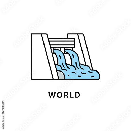 Hydroelectric Dam Linear Icon Design vector illustration