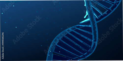 Abstract blue dna double helix structure with a dark background