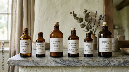 Elegant Herbal Bottles: Vintage Apothecary Collection