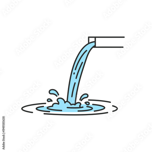 Water Flowing from Pipe Cartoon vector illustration