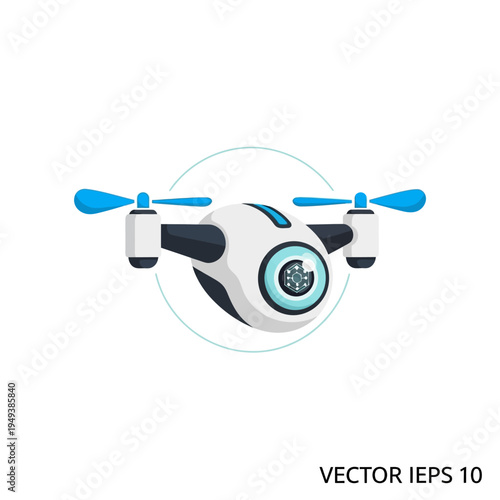 Modern white and blue drone.