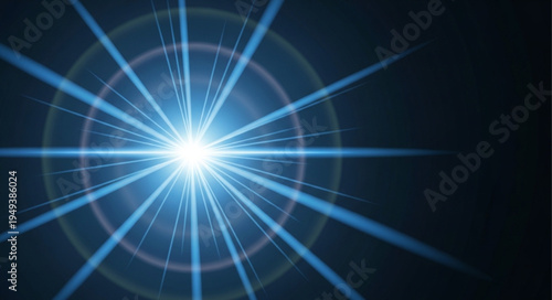 Bright blue starburst light effect with lens flare.