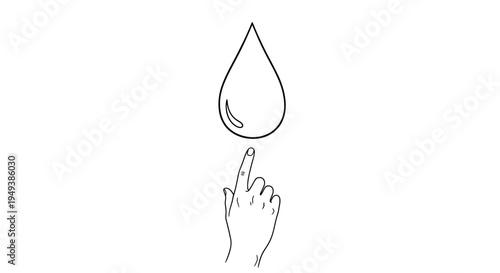 A hand reaching for a water droplet.