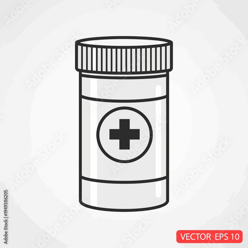 Medical pill bottle with cross.