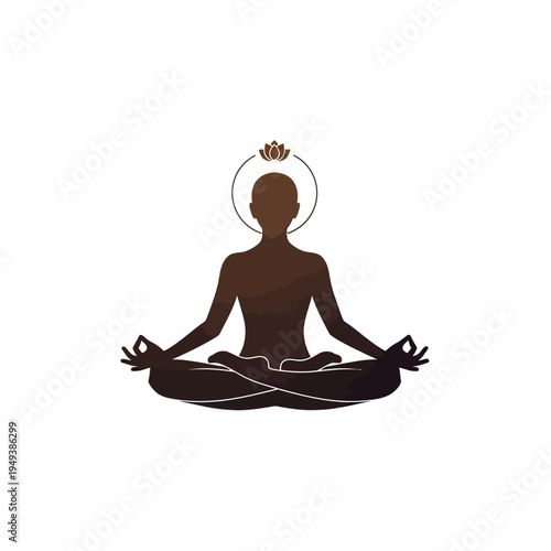 Person meditating in lotus position.