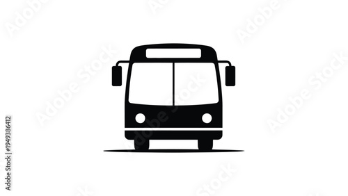 front view bus icon public transport vehicle silhouette simple city transportation symbol black minimal design isolated
